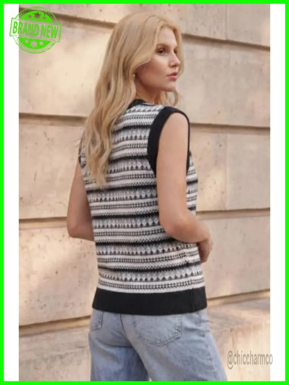 Wool Blend Knit V Neck Sleeveless Sweater Vest